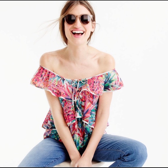 JCREW - Ruffle Top / Ratti Pineapple / 0 - Picture 7 of 8